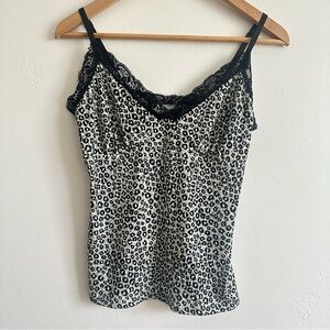 SOLD White House Black Market Leopard Print Camisole with Black Lace